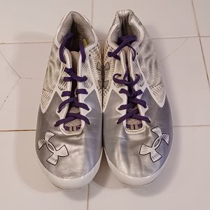 Under Armor ClutchFit Baseball Cleats, Size 11, Silver & White